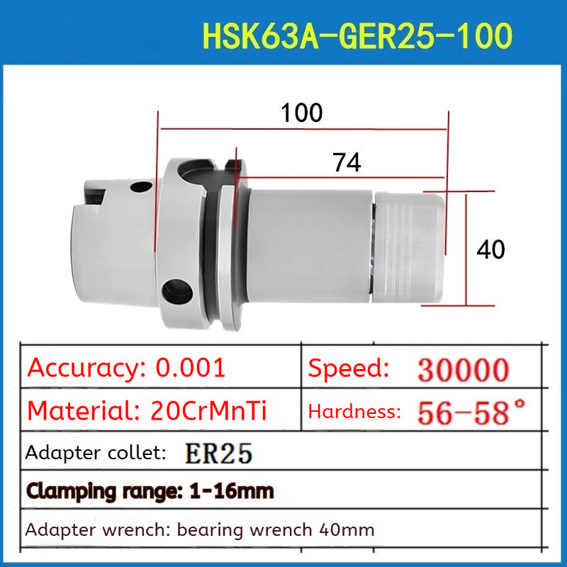 10012 HSK63A high speed tool holder CNC machining center CNC tool holder HSK GER16 20 25 32 high precision tool holder Shandong Denso Pricision Tools Co.,Ltd.